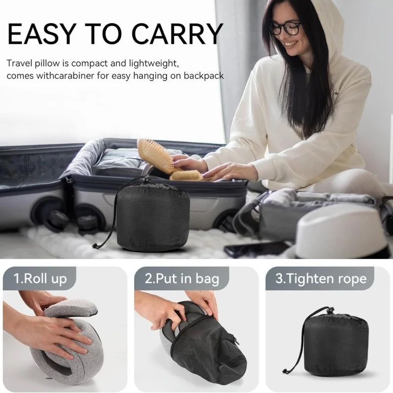 Memory Foam Travel Neck Pillow – Adjustable U-Shaped Support