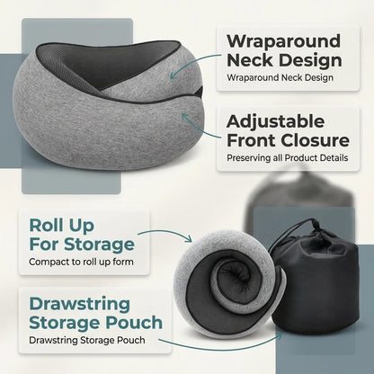 Memory Foam Travel Neck Pillow – Adjustable U-Shaped Support