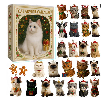 Cat Advent Calendar – 24 Acrylic Kitten Christmas Ornaments