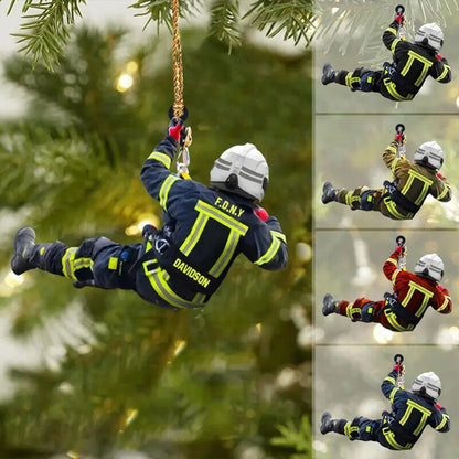 Firefighter Christmas Ornament – Acrylic Hanging Decoration