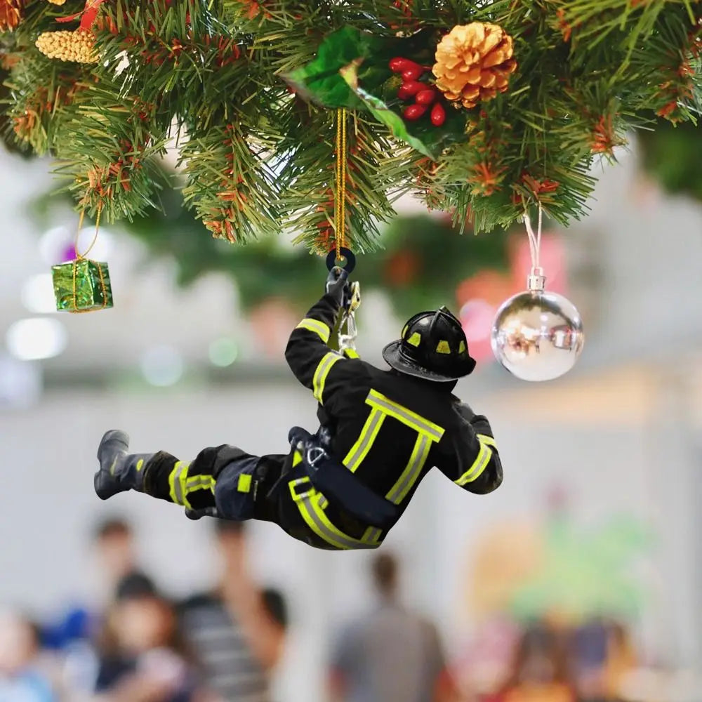 Firefighter Christmas Ornament – Acrylic Hanging Decoration