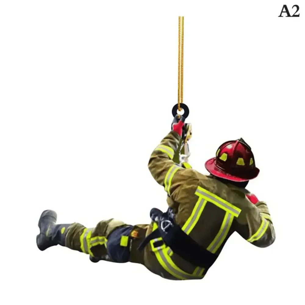 Firefighter Christmas Ornament – Acrylic Hanging Decoration