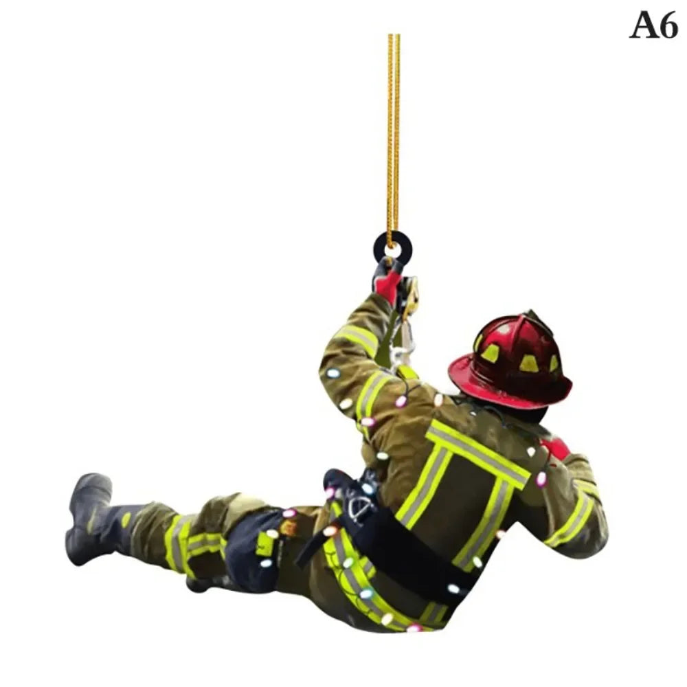 Firefighter Christmas Ornament – Acrylic Hanging Decoration