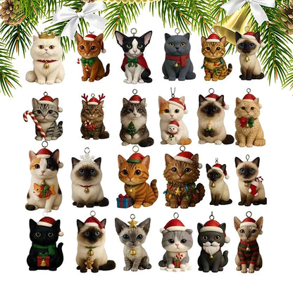 Cat Advent Calendar – 24 Acrylic Kitten Christmas Ornaments
