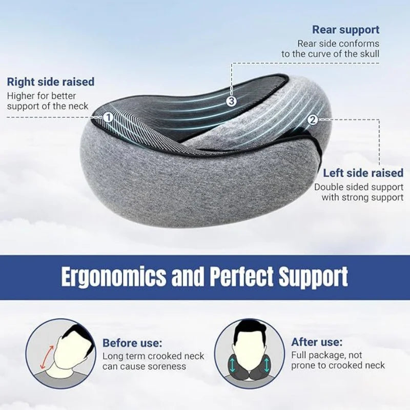 Memory Foam Travel Neck Pillow – Adjustable U-Shaped Support