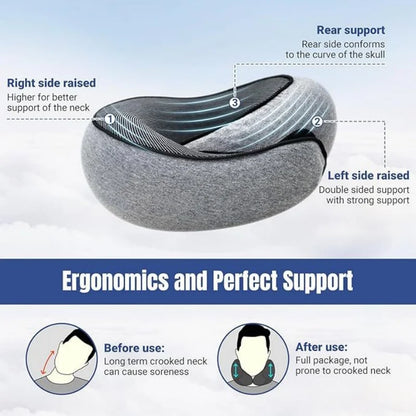 Memory Foam Travel Neck Pillow – Adjustable U-Shaped Support