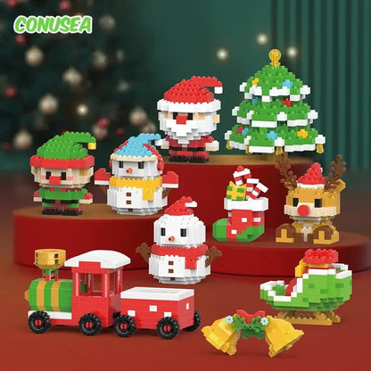 Christmas Micro Building Blocks – Santa & Reindeer DIY Decoration Toy