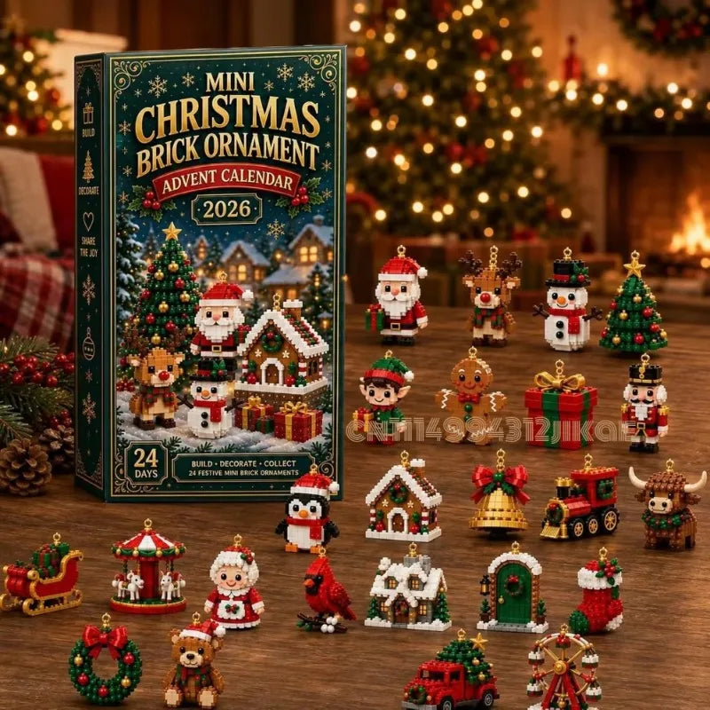 24-Day Christmas Brick Ornament Advent Calendar with Hanging Loops