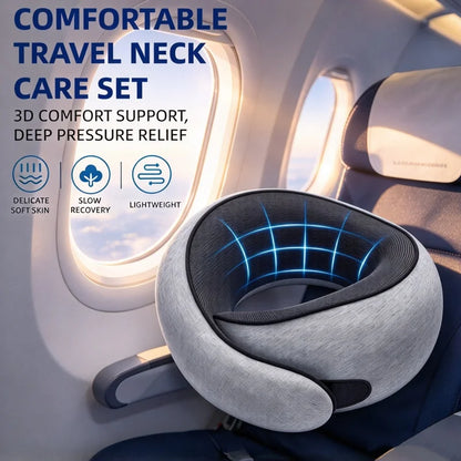 Memory Foam Travel Neck Pillow – Adjustable U-Shaped Support