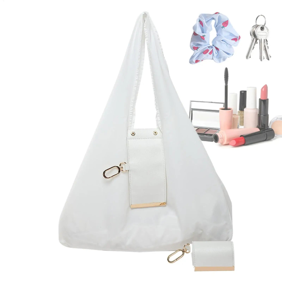 Foldable Mini Tote Bag with Keychain – Lightweight Reusable Shopping Bag