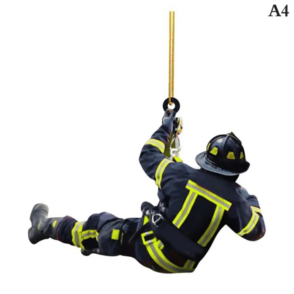 Firefighter Christmas Ornament – Acrylic Hanging Decoration
