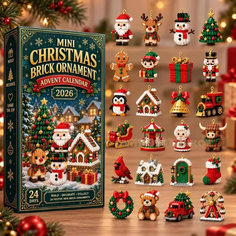 24-Day Christmas Brick Ornament Advent Calendar with Hanging Loops