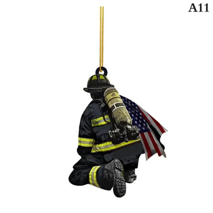 Firefighter Christmas Ornament – Acrylic Hanging Decoration