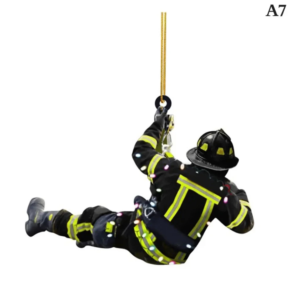 Firefighter Christmas Ornament – Acrylic Hanging Decoration