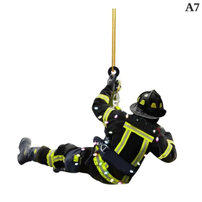 Firefighter Christmas Ornament – Acrylic Hanging Decoration