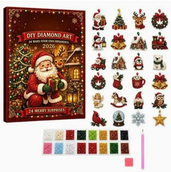 24-Day Christmas Brick Ornament Advent Calendar with Hanging Loops