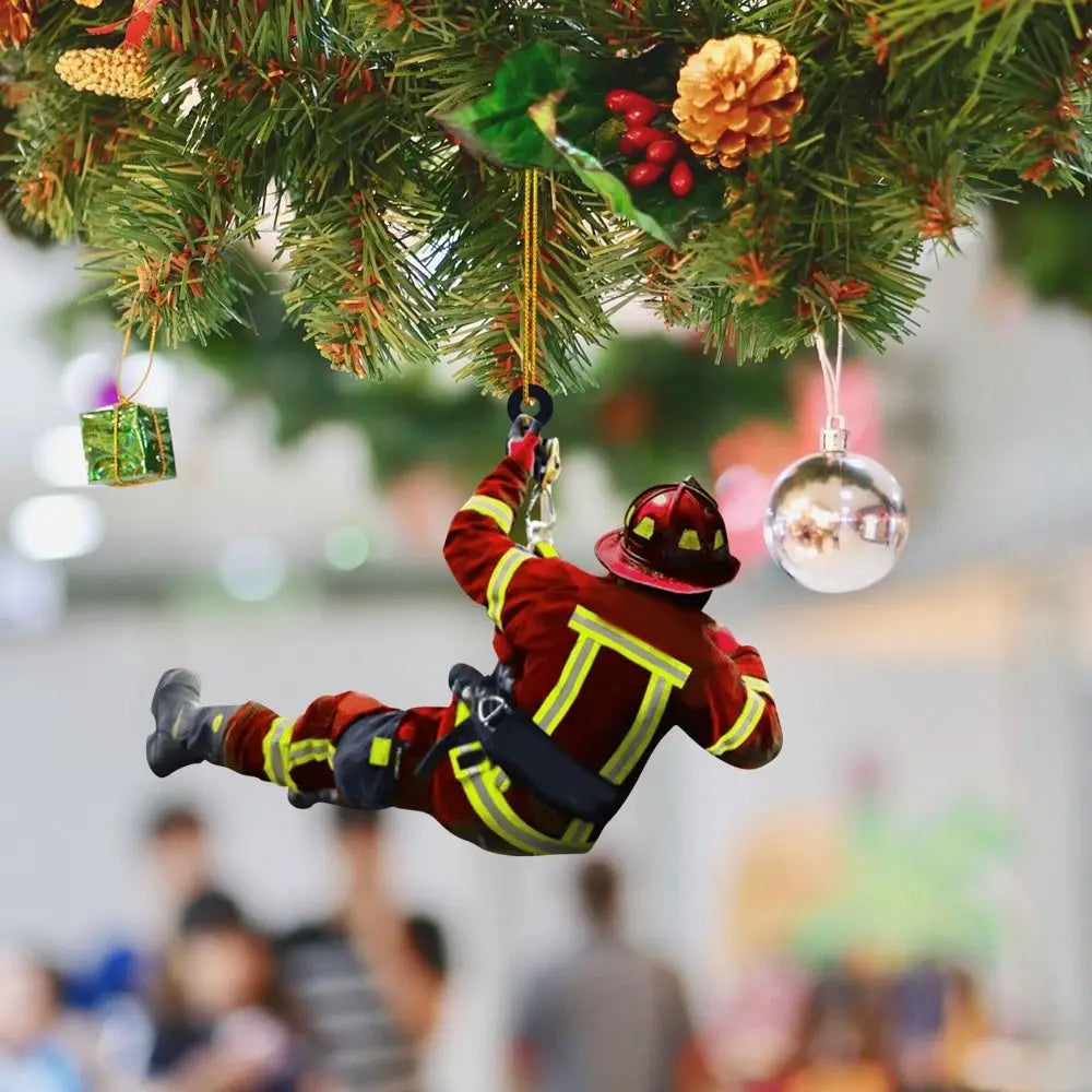 Firefighter Christmas Ornament – Acrylic Hanging Decoration