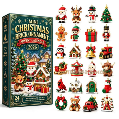24-Day Christmas Brick Ornament Advent Calendar with Hanging Loops