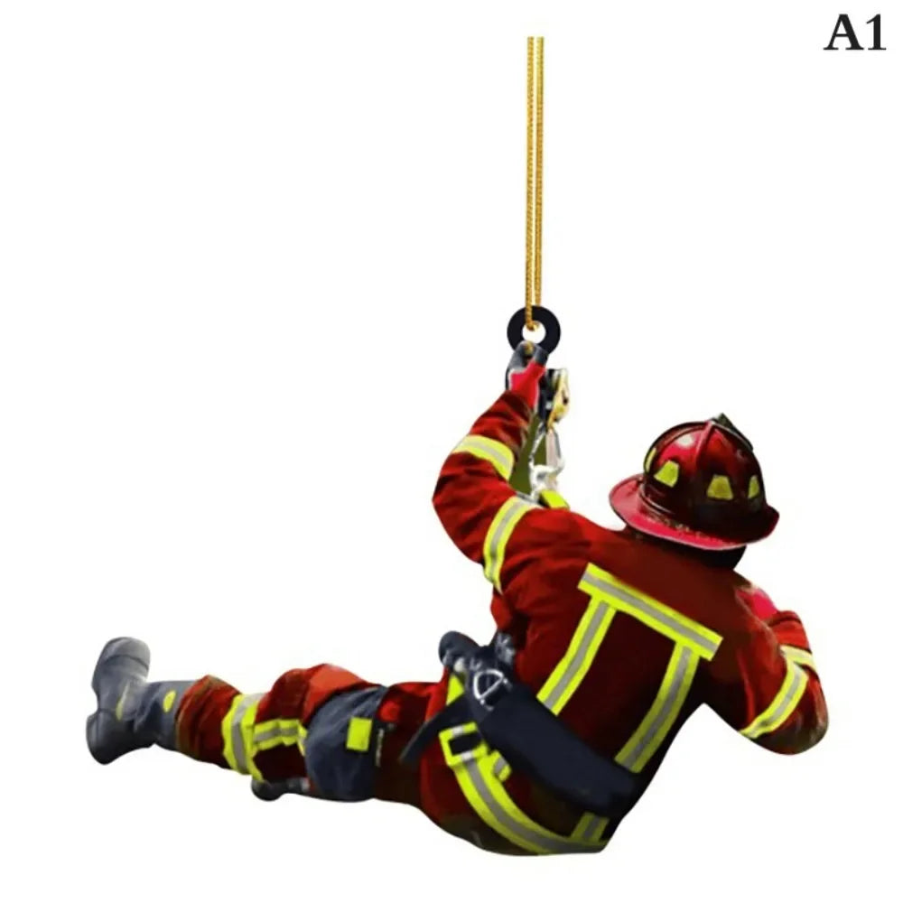 Firefighter Christmas Ornament – Acrylic Hanging Decoration