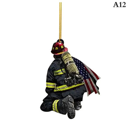 Firefighter Christmas Ornament – Acrylic Hanging Decoration