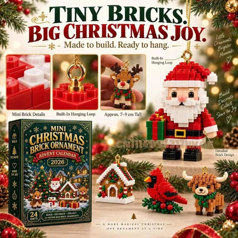 24-Day Christmas Brick Ornament Advent Calendar with Hanging Loops