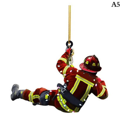 Firefighter Christmas Ornament – Acrylic Hanging Decoration