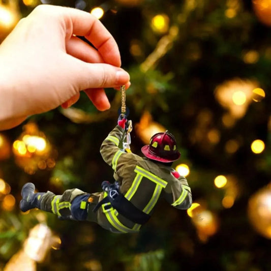 Firefighter Christmas Ornament – Acrylic Hanging Decoration